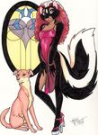  breasts canine dog female furries_with_pets high_heels lingerie necklace pet skunk terrie_smith translucent 