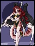  amber_williams cubi_(race) dmfa dress feline female multi_wing red_hair snow_leopard solo tail wings 