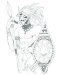  balls facial_piercing flaccid lip_piercing male navel_piercing necklace nipple_piercing nipples nude penis piercing plain_background polearm pubes pubic_hair shield solo spear tatoos tribal troll tusks unknown_artist video_games warcraft white_background world_of_warcraft 