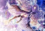  bad_id bad_pixiv_id black_legwear blue_hair breasts brown_eyes brown_hair dress frills gradient_hair hijiri_byakuren large_breasts legs light_smile long_hair multicolored_hair pico_(picollector79) purple_hair red_eyes ribbon scroll smile solo sorcerer's_sutra_scroll thighhighs touhou very_long_hair wavy_hair 