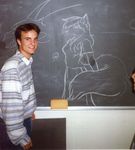  1996 canine chalk chalkboard eurofurence eurofurence_#2 female fox human photo real samuel_jirenius solo tail wanker 