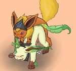  anal anal_penetration ass_up bandanna blush cody cum cum_while_penetrated cumshot doggy_position doggystyle duo eeveelution feral feral_on_feral flareon from_behind gay happy happy_sex leaf_tail leafeon male nicobay nintendo ocin orgasm penetration penis pok&#233;mon pok&eacute;mon raised_tail sex video_games yang738 