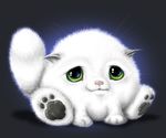  adorable background_gradient chibi cute ears feline fluffy fucking_adorable fur gradient_background green_eyes grey_background hindpaw mammal newgrounds paws plain_background raised_tail renaenae solo tail white white_fur 