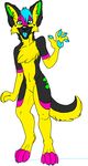  blue_hair canine chest_tuft colorful crimes digitigrade dog ear_tuft female german_shepherd hair looking_at_viewer nude solo waving ☢ 