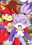  blaze_the_cat blush breasts canine cat dildo doggy_position eyes_closed feline female fiona_fox fox lesbian mobian mobius_unleashed nude penetration pussy sega sex sex_toy sonic_(series) strapon tail vaginal vaginal_penetration 