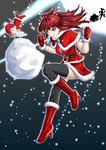  1girl 210ten amakusa_juuza blue_eyes chibi hair_bobbles hair_ornament red_hair sack santa_costume twintails umineko_no_naku_koro_ni ushiromiya_ange 