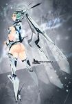  ass boots green_eyes green_hair helmet highres hitowa looking_back mecha_musume original solo thigh_boots thighhighs 