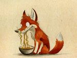  2010 bowl canine eating feral fox male noodles sitting skia solo tail teeth 