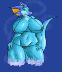  bikini blue blue_body breasts clothed clothing dragon female huge_breasts micro_bikini skea skeeve skimpy solo swimsuit tail voluptuous 