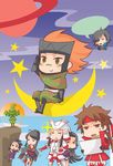  2girls armor azai_nagamasa azai_nagamasa_(sengoku_basara) black_eyes black_hair brown_eyes brown_hair character_request chibi cloud couple date_masamune date_masamune_(sengoku_basara) eyepatch helmet japanese_clothes kimono long_hair moon mori_motonari mori_ranmaru multiple_girls ninja nouhime nouhime_(sengoku_basara) oichi oichi_(sengoku_basara) open_mouth orange_hair samurai sanada_yukimura sanada_yukimura_(sengoku_basara) sarutobi_sasuke sarutobi_sasuke_(sengoku_basara) sengoku_basara sky star sun sweat thighs tongue 