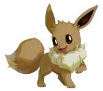  :d bluekomadori brown_eyes commentary creature creatures_(company) eevee english_commentary full_body game_freak gen_1_pokemon happy looking_at_viewer nintendo no_humans open_mouth pokemon pokemon_(creature) simple_background smile solo white_background 