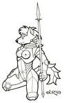  1993 angular armor canine female impractical_armor knight lance_rund minimalism polearm solo 