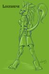  aura_moser auradeva avian barefoot beak breasts butt claws clothed clothing digitigrade feather_hair female green_theme gryphon likeshine looking_at_viewer looking_back monochrome side_boob solo spread_legs spreading standing tail_button_bottoms tail_clothing toe_claws 