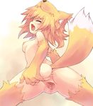  1girl animal_ears anus blonde_hair breasts cervix elbow_gloves eyes_closed fangs female fox_ears fur gloves hair legwear moonlight_flower naked_thighhighs nipples nude open_mouth photoshop pussy ragnarok_online saliva short_hair solo spread_pussy spreading tail thigh_highs thighhighs tsuderou uncensored 