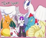  brown_eyes canine charizard feraligatr fox glasses ikari kitsune lugia mewtwo multiple_tails ninetales nintendo orange_eyes pink_eyes pok&eacute;mon purple_hair red_eyes ryunwoofie tail zangoose 