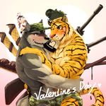  &hearts; 2010 army barazoku bite blush briefs bulge camo candy canine chew chocolate couple dog embrace face_to_face fangs feline frottage gay grin gun hat hug intimate looking_at_each_other love male military muscles null_ghost pinup standing tail tiger underwear valentine&#039;s_day weapon werewolf wolf 