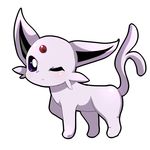  ambiguous_gender cute eeveelution espeon forked_tail looking_at_viewer nintendo one_eye_closed payupayupayu plain_background pok&#233;mon pok&eacute;mon purple_eyes solo video_games white_background 
