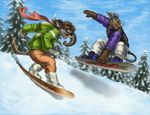  blue_eyes brown_eyes brown_hair elephant eyewear fruit goggles hair male mammal mammoth notch raspberry rhino rhinoceros sabretoothed_ermine scarf snow snowboard snowboarding tail tartuffe winter 