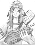  canine cute ellis female fox hat hi_res left_4_dead_2 line_art monochrome shotgun solo standing weapon winrarh 