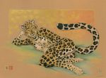  anthro blue_eyes breasts feline female green_eyes kacey leopard lying mammal nipples nude on_side pussy solo 