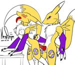  anthro canine crossgender cum digimon duo female fox hornydragon male male_renamon mammal orgasm plain_background renamon sex straight tail tongue vixen white_background 