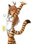  big breasts brown_hair chest_tuft feline female flora_(twokinds) fur hair keidran long_hair mammal mother nude open_mouth parent plain_background pregnant solo stretching tail tiger tom_fischbach tuft twokinds white_background 