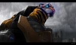  angry blood blue_eyes city clouds feline glowing_eyes male photorealism rain solo strype tiger 