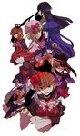  anko_(kirikiri) bad_id bad_pixiv_id beatrice blonde_hair blue_eyes blue_hair brown_hair crown dress eva_beatrice featherine_augustus_aurora flower frederica_bernkastel furudo_erika grin hair_bobbles hair_flower hair_ornament hat kiseru lambdadelta long_hair maria_(umineko) multiple_girls pipe red_hair ribbon short_hair silver_hair smile twintails umineko_no_naku_koro_ni ushiromiya_ange virgilia 