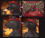  bandanna canine dj green_eyes lupine_assassin macro male micro open_mouth size_difference tan time_paradox tongue vore wolf 