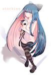  bad_id bad_pixiv_id blue_eyes blue_hair bow breasts cat cream_(nipakupa) hair_bow honekoneko_(psg) long_hair medium_breasts panty_&amp;_stocking_with_garterbelt pussy simple_background smile solo stocking_(psg) striped striped_legwear stuffed_animal stuffed_cat stuffed_toy thighhighs tongue uncensored very_long_hair white_background 