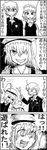  2girls 4koma cat_teaser comic enokuma_uuta flandre_scarlet greyscale izayoi_sakuya monochrome morichika_rinnosuke multiple_girls touhou translated trolling 