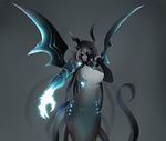  claws cybernetic cyborg demon demoness female glowing glowing_eyes horn horns looking_at_viewer pointy_ears scales tentacles tsampikos wings 