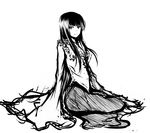  acryl bad_id bad_pixiv_id greyscale houraisan_kaguya long_hair long_sleeves monochrome sitting sleeves_past_wrists solo touhou wide_sleeves 