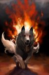  2008 absurd_res amaterasu canine deity female feral fire flames goddess hi_res looking_at_viewer open_mouth ronin1984 running solo tail wolf ōkami 
