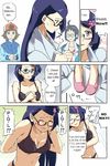  artist_request baseball_cap black_(pokemon) black_bra black_hair black_panties blue_eyes bra brown_eyes brown_hair cheren_(pokemon) dvddvd glasses hair_ornament hairclip hat labcoat lingerie makomo_(pokemon) nintendo nintendo_ds panties parody pokemon pokemon_(game) pokemon_black_and_white purple_hair slippers touya_(pokemon) translated underwear undressing uno_ichi 