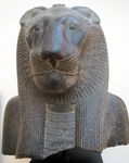  ancient_furry_art egyptian feline female granite hi_res lion mane portrait real sekhmet solo statue stone 