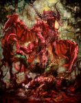  blood corpse death dragon forest guro hi_res human mariecannabis messy red roses scalie sixthleafclover tree 