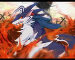  blue canine cardliver dragoon86 feral fire hair horns liveon male mane solo tail tategami_wolf wolf 