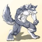  anthro biceps big_muscles blue_eyes canine flexing fur male mammal muscles nude pecs pose solo tail wildheit wolf 