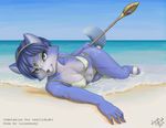  beach bikini canine female fox krystal looking_at_viewer luizamoony outside seaside skimpy solo star_fox sunset swimsuit video_games vixen water watermark 