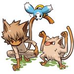  1boy animal_ears barefoot black_hair brown_eyes brown_hair crossover gen_1_pokemon hitec male_focus mankey mieu moemon pokemon pokemon_(creature) squatting tail tail_wrap tales_of_(series) tales_of_the_abyss 