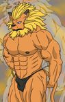  bulge digimon feline leomon lion male muscles piercing solo tail thong wolfoxokamichan 