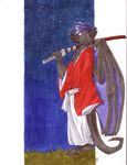  black dryeena eevachu eli female japanese_clothing kenshin solo sword tail weapon wings 