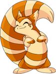  :3 alpha_channel cute eyes_closed face_markings furret happy nintendo orange pok&eacute;mon solo stripes tail unknown_artist 