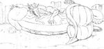  absurd_res balls beach black_and_white dragon gideon hi_res hyper macro male monochrome penis seaside sketch solo 