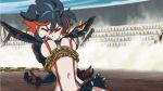  animated animated_gif black_hair blush breasts chains kill_la_kill matoi_ryuuko multicolored_hair navel red_hair revealing_clothes screencap short_hair two-tone_hair underboob 