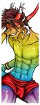  dragon goggles horns male rainbow scalie shorts solo tail topless 