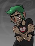  &hearts; black_shirt crawling_in_my_skin cry_some_more emo eye green_hair low_health not_furry solo wind 