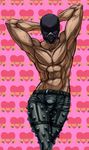  abs beak belt buckle bulge chota clenched_teeth contrapposto dorohedoro fabulous heart kuroino_(0kuro8ino6) male_focus mask muscle pose shirtless solo standing teeth 