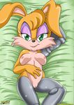  bed breasts bunnie_rabbot female lagomorph long_ears looking_at_viewer mobian mobius_unleashed nipples nude pose pussy rabbit sega smile solo sonic_(series) 